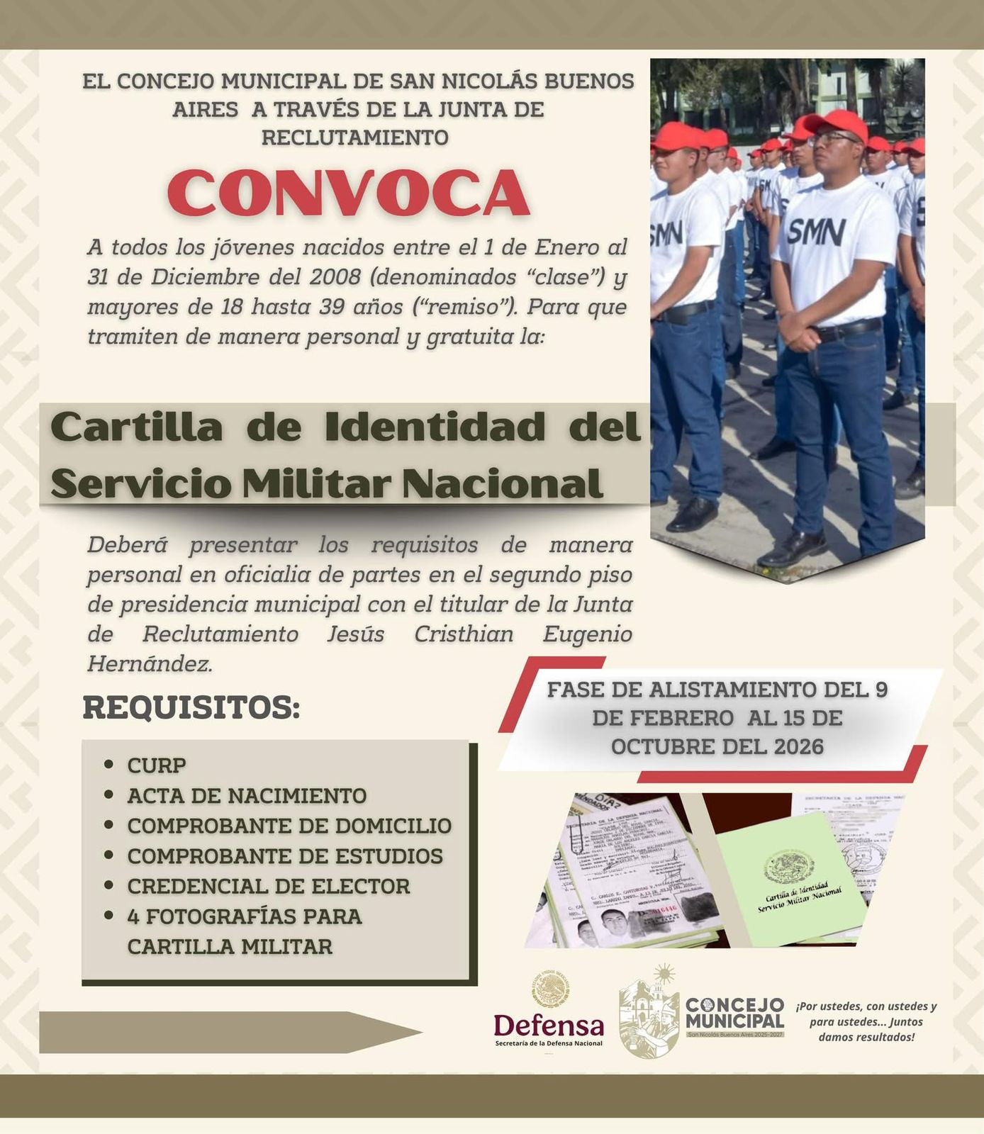 La Junta de reclutamiento de este Concejo Municipal informa: